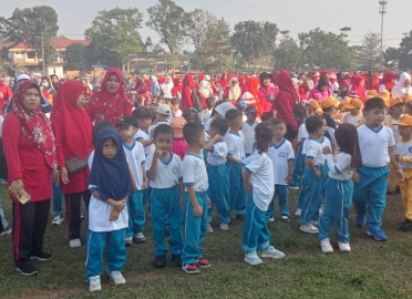 Peringati HAN ke 40, Ratusan Anak TK Baitul A’la dan Guru Senam Bersama di TOS Lubuklinggau