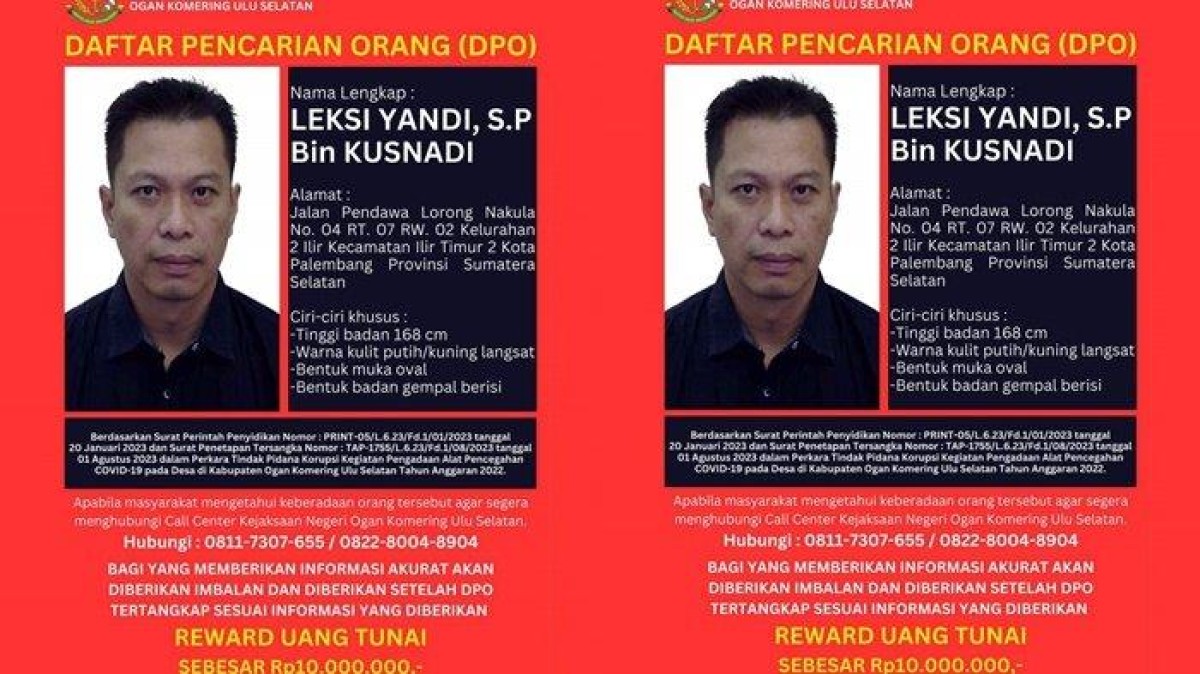 Buronan Kejari OKU Selatan Leksi Yandi Divonis 8 Tahun Penjara Secara In Absentia